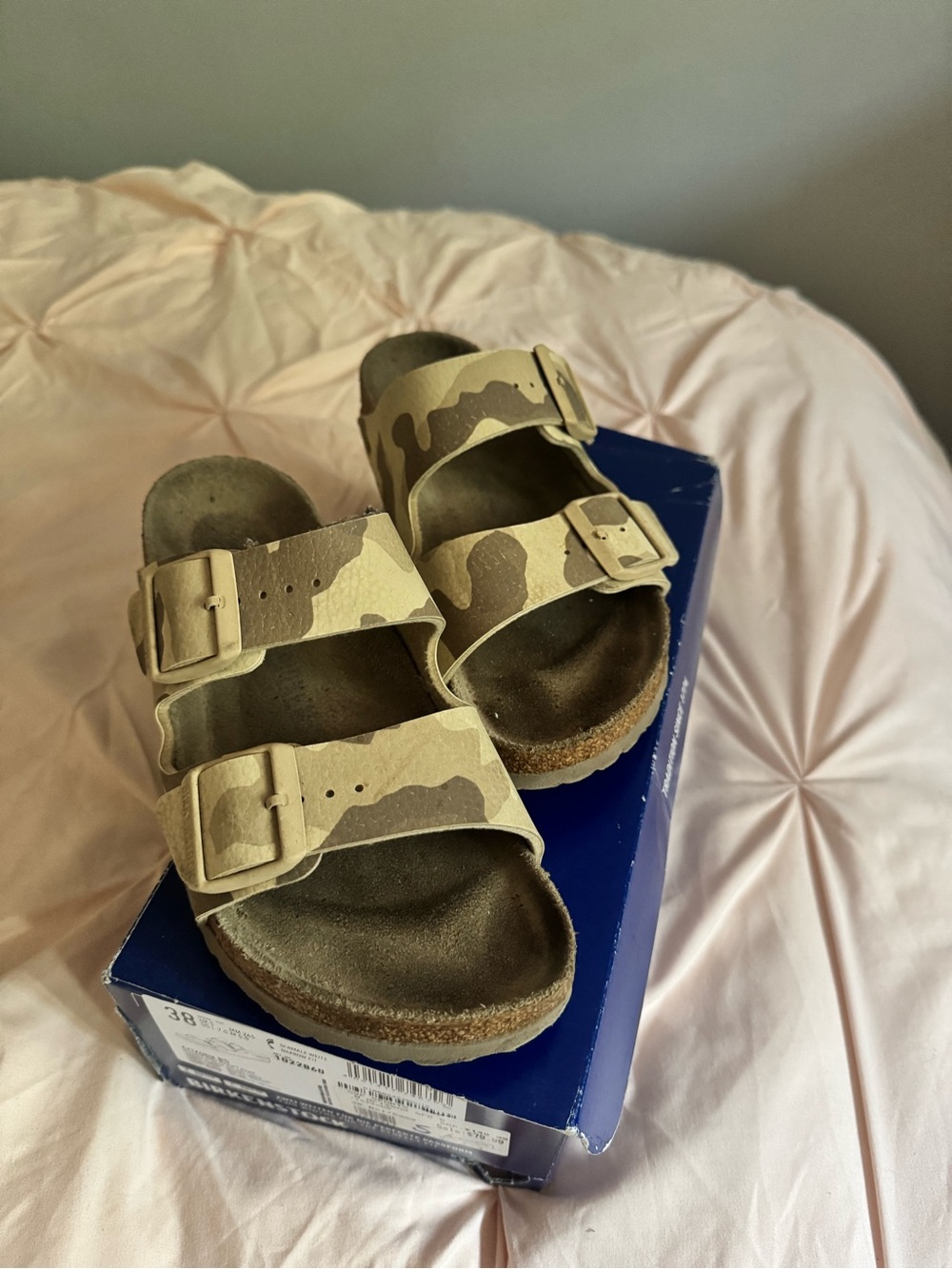 Birkenstock Kids Two-Strap Sandals in Beige Camouflage